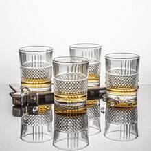 5 pièces Ensemble de carafe élégante en cristal de 750 ml/25 oz avec 4 verres. Kit de service de whisky et de vin haut de gamme pour bar moderne, mariage et cadeau pour la fête des pères, prêt pour la pendaison de crémaillère