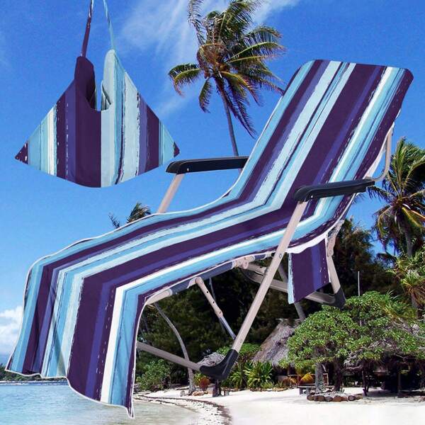 1 pièce Housse de chaise de plage pliable, se convertit en sac fourre-tout, avec des poches pour les lunettes et le téléphone, convient pour la plage, la piscine, le bronzage, léger et portable. Accessoire de voyage, décoration de salle de bain, essentiel de vacances d'été
