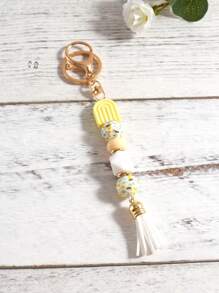 1pc Spring Silicone Beaded Tassel Keychain Ideal Accessory For Bags Designed For Both Men And Women Bridesmaid Gifts Boho