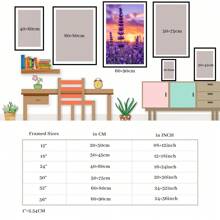 1 Pc Framed Canvas Poster, Lavender Wall Art, Landscape Wall Art, Ideal Gift For Bedroom Living Room Corridor, Wall Art, Wall Decor, Room Decoration