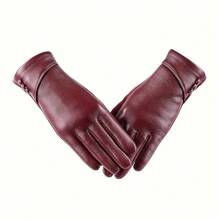 Guantes de cuero para pantallaáctil para mujer con forro polar suave, perfectos para un calor elegante en los fines de semana informales - Caqui - Ver 9