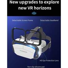 Byteuni VR Glasses Virtual Reality VR Headset 3D Glasses Headset Helmets VR Goggles For TV, Movies & Video Games Compatible IOS, Android &Support 4.7-7.2 Inch - White