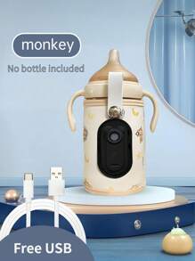 1件婴儿PU暖奶器26档调节儿童户外便携式奶瓶水杯保温套适用于大多数尺寸奶瓶（使用提醒：用于保温，不是快速加热。0'℃到65℃约需2小时，30℃到65℃约需60分钟。里面没有电池。赠送USB线。需外接5V/2A或9V/2A电源。必须使用原装USB线）