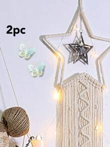 1 pièce Capteur de rêves tapisserie murale décorative tressée multicolore moderne et simple de style nordique, décoration murale créative pour la maison, la chambre à coucher, le salon, pendentif fait main avec étoile, lune et franges, décoration intérieure