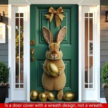 1pc Easter Door Banner, Adorable Easter Bunny And Egg Print Design, High-Quality Polyester Material, Easter Party Home Decor