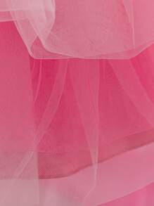 女婴蝴蝶结亮片薄纱可爱生日派对拖尾连衣裙，适合花童，带发带