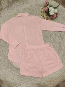 2pcs Shirt And Shorts Set - Baby Pink - View 4