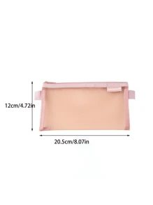 1 件透明网状铅笔盒，大容量学生考试铅笔袋，便携简约设计，带透明存储空间