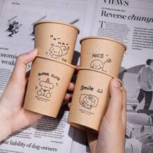 [10/50 piezas] Taza de papel desechable con diseño de flor, taza doméstica gruesa y resistente al escalado para bebidas calientes, taza de café de alta gama