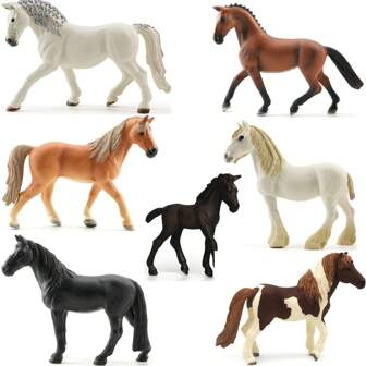 ของเล่นโมเดลม้าสมจริง - แบบจำลองสัตว์ PVC เหมาะสำหรับฉากฟาร์ม การตกแต่งบนโต๊ะ เกมทรายกล่อง สภาพแวดล้อมจำลอง ของขวัญวันหยุดที่ดี