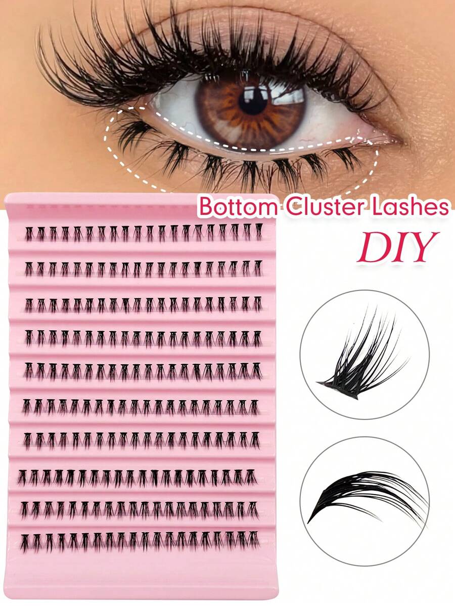 Rikuaild 200 片下睫毛簇，自然外观，可重复使用，混合长度 6-8 毫米，DIY 睫毛延长，柔软仿貂皮睫毛，适合初学者，易于使用，沙龙品质，持久假睫毛延长，睫毛簇，睫毛簇，单根睫毛，睫毛，假睫毛