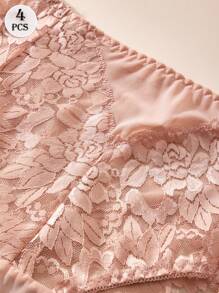 4PCS seksowna koronkowa bielizna modna damska trójkątna majtki dopasowane oddychające majtki wiosenne i letnie swobodne majtki jednolity kolor domowa damska bielizna średni stan elastyczne majtki dla kobiet czarne białe czerwone majtki