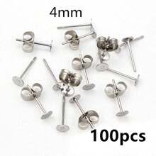 50-100pcs Stainless Steel Gold Color Earring Studs Blank Post Base Pins With Earring Stoppers Back DIY Earrings Jewelry Findings