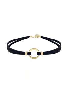 Black Velvet Collar Gold Tube Heart Necklace Give Friends Gifts Everyday Accessories
