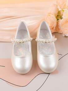 Girls' Soft Sole Flats Mary Jane Shoes For Formal Dresses, Flower Girl, Wedding, Party, Ballet Dance, Comfortable Fit For Toddlers, Little & Big Kids - Champagne - View 4
