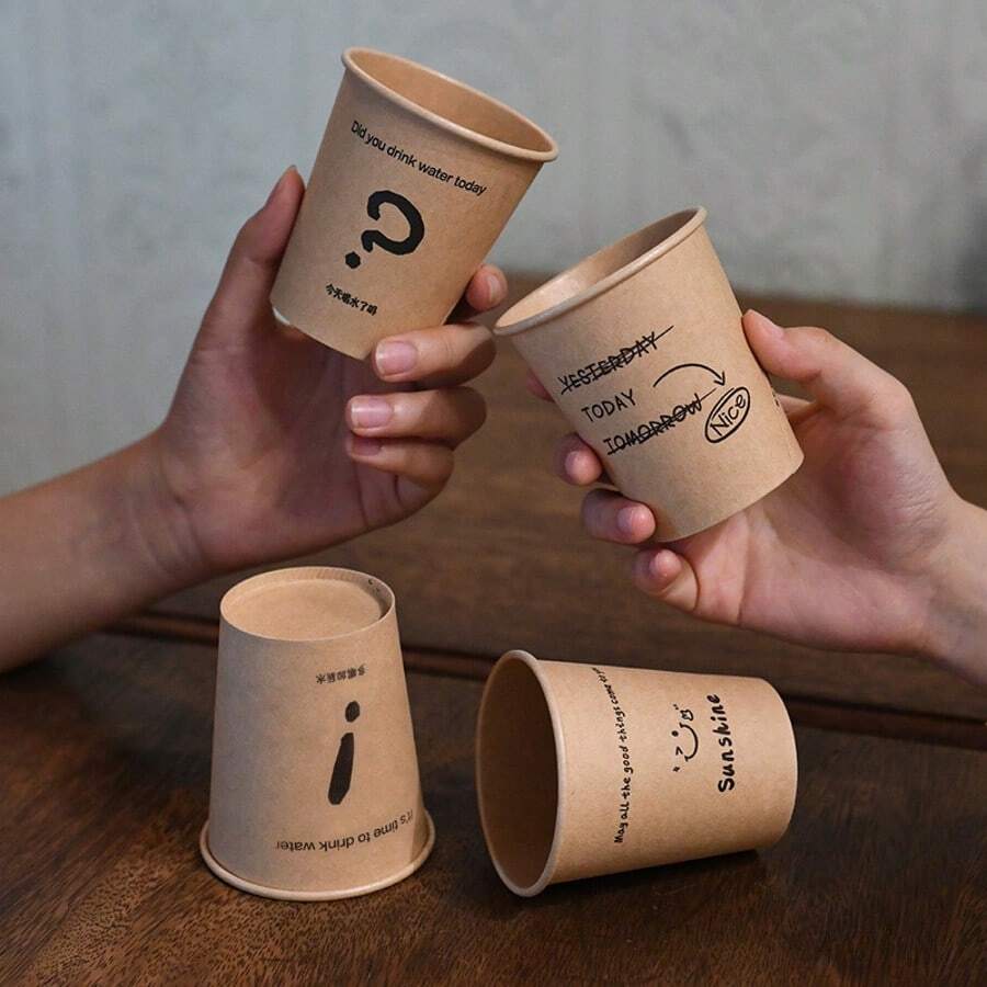 [10/50 piezas] Taza de papel desechable con diseño de flor, taza doméstica gruesa y resistente al escalado para bebidas calientes, taza de café de alta gama