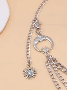 Multi-Layer Tassel Moon & Sun Waist Chain For Women, Fashion Minimalist Style, Suitable For Vacation, Casual Everyday Wear, Holiday Gift