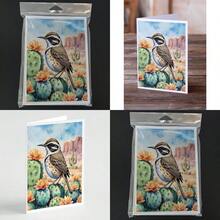 Paquete de 8 tarjetas de felicitación en blanco con sobres que presentan al pájaro cuco del desierto de Arizona, de tamaño A7 (5x7 pulgadas), notas en blanco con diseño caprichoso