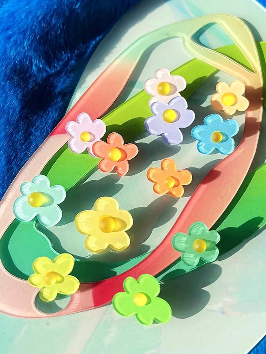 1 Pair Colorful Dopamine Acrylic Flower Stud Earrings, Minimalist Fresh Style Jewelry For Women, Fashion Versatile Party Accessory