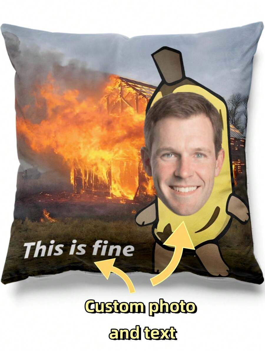 غطاء وسادة زخرفية مطبوع عليها صورة بيت مضحك على شكل موز مشتعل، هدية فريدة لأغراض عيد الحب للرجال أو الأزواج أو الزوجات