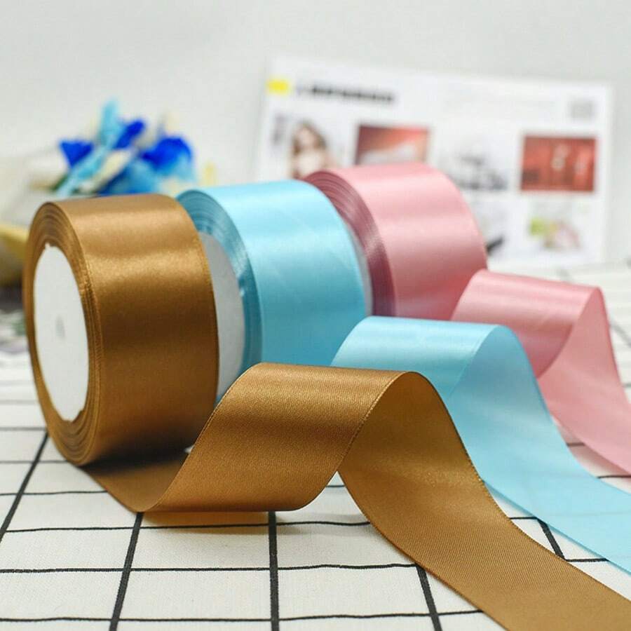 Ruban En Tissu Marron De 3,8 Cm Pour Emballage Cadeau