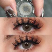 1 副棕色软性隐形眼镜含水量 40% 一年使用时尚化妆镜片眼妆美容适合日常约会和节日活动