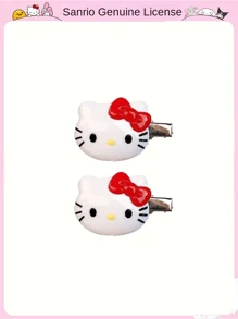 Sanrio 2 stuks Hello Kitty officiële authentieke haarspeldjes – schattige cartoon haaraccessoires, perfect cadeau voor familie, vrienden en klasgenoten
