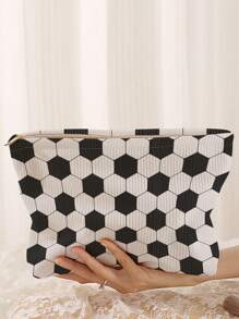 随机图案灯芯绒化妆包，轻便旅行拉链化妆包，男女通用洗漱用品收纳包礼物学校用品旅行必需品化妆包节日必需品化妆包化妆包化妆袋化妆收纳包节日冬季豹纹腊肠犬女士礼物 - 彩色 - 查看 10