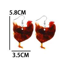 1 Pair Cute Rooster & Hen Realistic Print Lightweight Acrylic Earrings For Women, Easter Holiday Vibe
