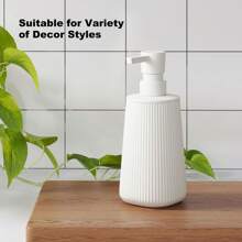 1pc White Matt Striped Modern Minimalist Style Soap Dispenser, Suitable For Kitchen Detergent And Bathroom Hand Wash Refill Back To School