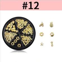 6 Grid 3D Nail Decoration Pendant Alloy Butterfly Shell Seahorse Starfish Pearl Ruby Color Round Beads 3D Metal Pendant Suitable For Nail Art Jewelry Making Technology DIY Nail Charms Nail Gems Nail Supplies