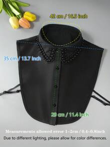 1 pezzo Maglia da donna con colletto a fiori decorati con perline, orlo a volant a quadri, adatta come strato base sotto maglioni e Maglietta, per primavera, estate, autunno e inverno - Multicolore - Visualizzare 16