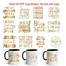 12pcs UV DTF Gold-Colored Bible Verse Series Design Heat Transfer Stickers, Suitable For 16oz Glass Cups Waterproof Stickers, Libbey Sublimation Stickers, Stainless Steel Drum Vinyl Transfers, Colorful Design Stickers, UV DTF, Suitable For Mugs, Fridges, Tumblers, Coffee Cups And Any Flat Surface, Waterproof DIY Decorations (Cups Not Included)
