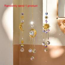 1pc Random Colored Crystal Star & Moon & Sun Shaped Car Hanging Ornament & Home Decor