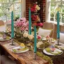 1 套 4 件优雅螺旋无烟长蜡烛，直径 0.78 英寸，高 8.2 英寸，燃烧时间长，6 种颜色可选，适用于家居装饰、派对、晚宴、毕业典礼、送给朋友和女士的礼物、复活节户外应急照明