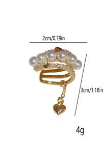 1 pièce pendentif à clip d'oreille en forme de cœur creux à plusieurs couches de perles, en matériau de cuivre de couleur dorée, léger et élégant, convient pour un port quotidien pour les femmes