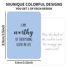 50 张独特的肯定卡、女性励志卡、每日积极肯定卡、各式励志明信片、缓解压力、冥想和自我护理礼物。