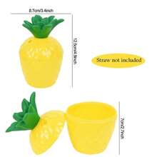 LINGXUE 1 Stück 500ml Hawaii Tropisch Ananas Kokos Becher, 12,5cm Mini Kunststoff Ananas Kokos Becher, fruchtförmiger Saftbecher, Hawaii Sommer Strand Pool Party Dekoration