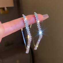 1 Pair Elegant Rhinestone Inlaid Alloy Drop & Dangle Earrings, For Daily And Party Occasions