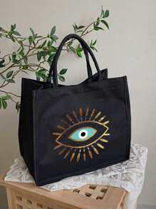 Set de bolso tipo tote con estampado de ojo maligno: Bolso tote para mujer con un neceser a juego, bolso grande de gran capacidad y sencillo, bolso de mano casual y portátil, bolso de compras multifuncional, neceser de viaje, apto para bodas, trabajo, desplazamientos, cumpleaños, vacaciones, playa, vuelta al colegio, uso diario, es un regalo ideal para mujeres, madres, profesores, amigos, damas de honor, estudiantes, regalo del Día del Maestro, regalo del Día de la Madre, el regalo perfecto para familiares y amigos