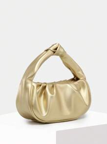 1 件复古勃艮第褶皱云形手提包，适合约会、街头、派对