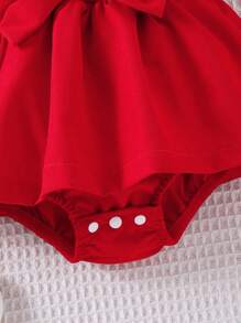 2 sztuki dla dziewczynek, truskawka haftowana, żebrowana, łączona, 3D, duża kokarda, ozdobiona talią, falbaniastym brzegiem, kombinezon z opaską na głowę