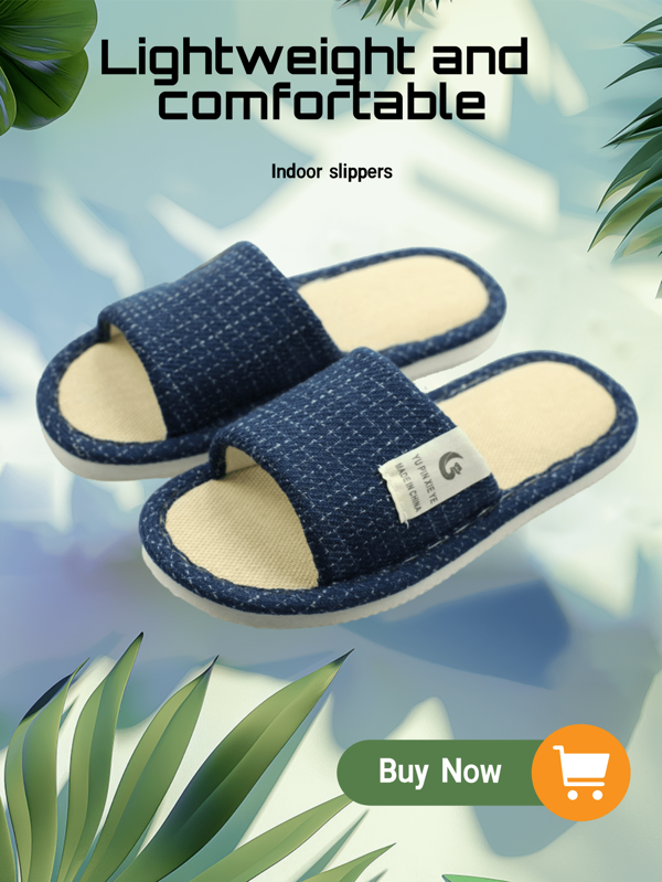 Cool And Breathable In Summer Marking Blue Indoor And Outdoor Light And Comfortable Indoor And Outdoor Slippers For Women Linen Fabric Slippers Home Cloth Sweat-Absorbent And Sweat-Proof Foot Material Blue Slippers.
