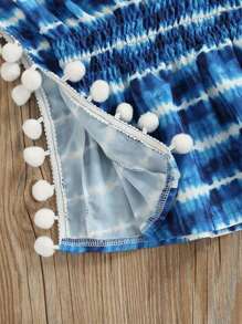 Girls Casual Loose Style Dress, Round Collar Short Batwing Sleeves One-Piece, White/ Pink - Blue - View 7