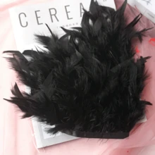 1 Yarda/1 Pieza Recorte de tela con plumas de pavo esponjosas de estilo clásico, accesorios de manualidades hechos a mano y coloridos, adecuado para Halloween, fiestas, bodas, disfraces, bolsos, tocados, decoración de mangas