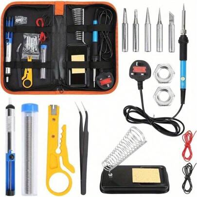 60W Soldering Iron Kit Electronics Welding Irons Solder Tools Adjustable Temp