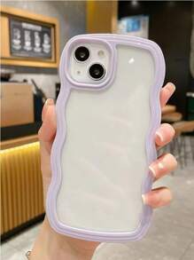 1pc Transparent Soft Shell Dual Layer Wavy Design Phone Case, Compatible With IPhone 11 12 13 14 15 Pro Max 16 Plus