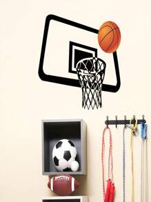 1 件个性化篮球主题墙贴，适用于男孩卧室、篮球场、客厅、育儿室、可拆卸房间装饰家居装饰墙壁装饰浴室装饰卧室装饰房间装饰用品客厅装饰家居装饰客厅墙纸贴纸 - 黑色 - 查看 2