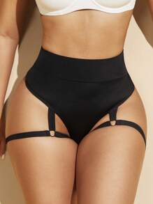 1 pieza Conjunto de modelador femenino negro - Entrenador de cintura, Elevador de glúteos, Body con tirantes ajustables Control del abdomen Vestido liso Pantalones cortos moldeadores Ropa interior Bragas Modelador