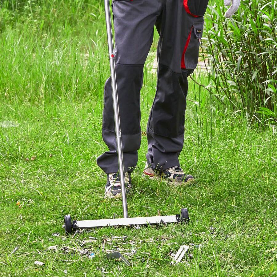 Magnetic Sweeper With Wheels, 3.5-17inch Mini Magnetic Sweeper, 8 Or 10 Lbs Capacity, Adjustable Handle, Lightweight Magnetic Pickup Sweeper To Pick Up Nails And Screws, Easy Cleanup Of Workshop Garage - Sức chứa 15 inch-8 lbs - Xem 1
